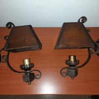 2 Lampade in legno grezzo da muro