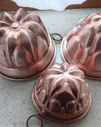 3 stampi per budini in rame