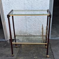 Mobile porta TV o radio vintage con ruote in legno