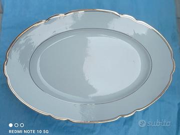 Piatto Ovale Porcellana Anni 60 Bordo Oro Vintage
