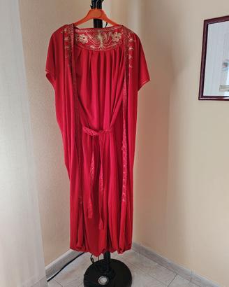 Kaftano vintage tunisino rosso - Ricami oro