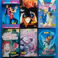 LOTTO 6 VHS EX NOLEGGIO CARTONI ANIMATI