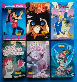 LOTTO 6 VHS EX NOLEGGIO CARTONI ANIMATI