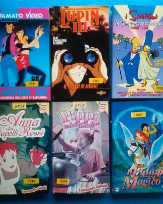 LOTTO 6 VHS EX NOLEGGIO CARTONI ANIMATI