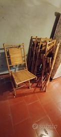 6 Sedie pieghevoli in bambù stile vintage etnico
