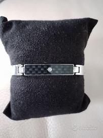 Bracciale da uomo in acciaio e fibra di carbonio