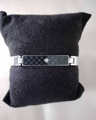 Bracciale da uomo in acciaio e fibra di carbonio