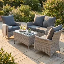 Salotto da Giardino 4 Posti in Rattan Sintetico