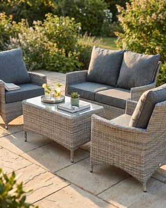 Salotto da Giardino 4 Posti in Rattan Sintetico