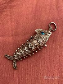 Ciondolo charm vintage pesce in argento
