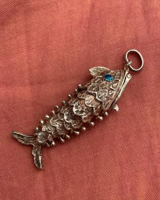 Ciondolo charm vintage pesce in argento