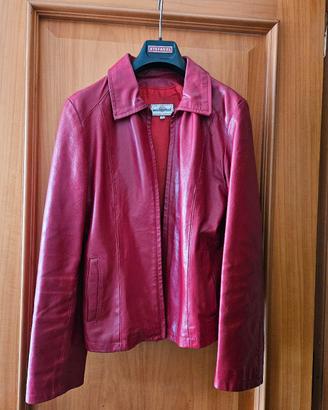 giacca pelle rossa taglia 42