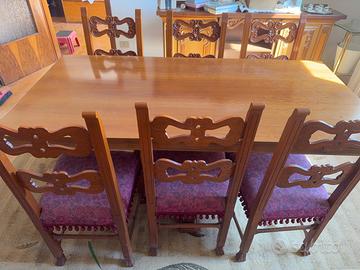 Tavolo da pranzo classico 180x90 cm con 6 sedie