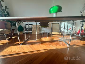 Tavolo rettangolare noce e acciaio inox