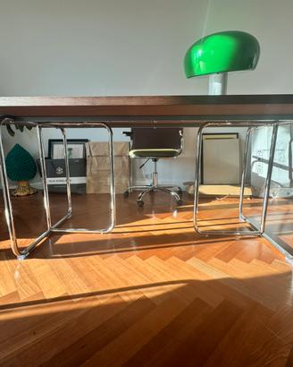 Tavolo rettangolare noce e acciaio inox