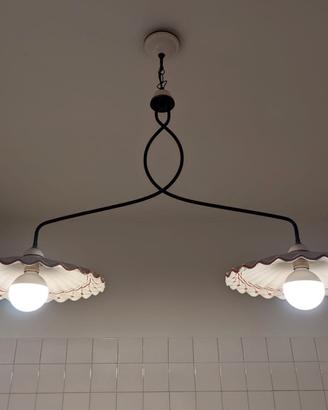 Lampadario a 2 luci per cucina in ceramica – stile