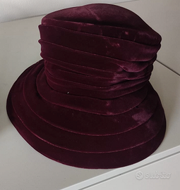 Toque turbante velluto bordeaux prugna balze vinta