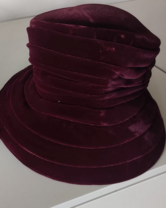 Toque turbante velluto bordeaux prugna balze vinta