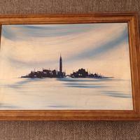 Olio su tela "Venezia" 32x23 cm del 1967