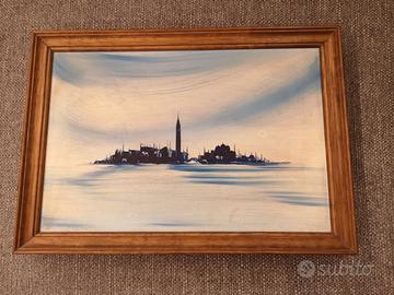 Olio su tela "Venezia" 32x23 cm del 1967
