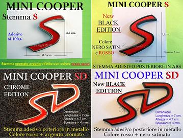 MINI COOPER S SD Stemma POSTERIORE Scritta Emblema