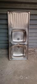 Lavandino doppia vasca in acciaio inox 