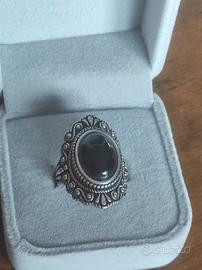 Anello Vintage in Argento S925 con Onice Nero