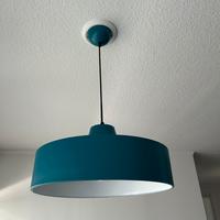 Lampadario a paralume tondo metallo azzurro dia.40
