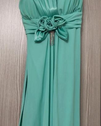 Abito cerimonia elegante colore verde acqua