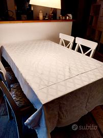 Elegante tovaglia bianca vintage in cotone damasca