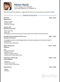 Corriere/montatore meccanico/operaio/saldatore