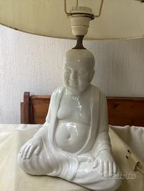 Lampada Buddha vintage in ceramica bianca firmata
