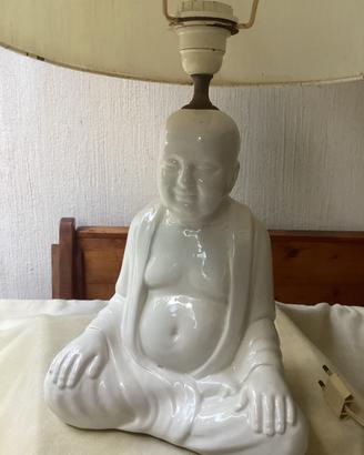 Lampada Buddha vintage in ceramica bianca firmata