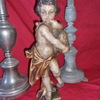 scultura PUTTO ANGELO CHERUBINO in legno 40 cm.