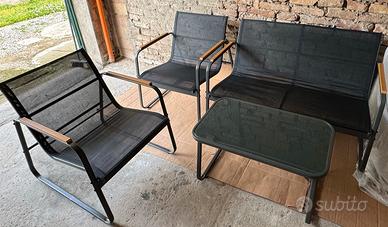 Set da Giardino + tavolino con base in vetro