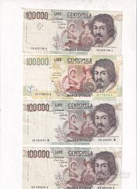 italia 10 banconote da 100000 lire del caravaggio