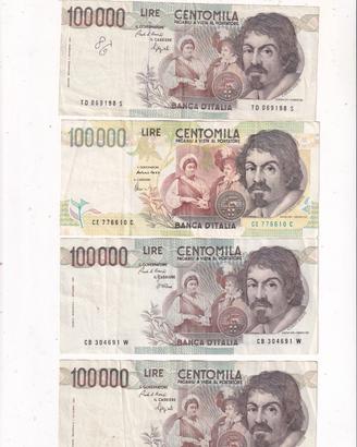 italia 10 banconote da 100000 lire del caravaggio