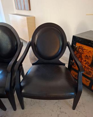 Poltrone Lux Smania Pelle Nera e Legno