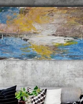 Quadro astratto dipinto su tela moderno mare 150 c