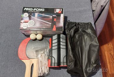 SET DA PING PONG PORTATILE CON TUTTI GLI ACCESSORI