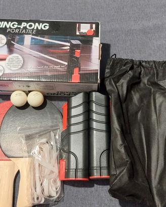 SET DA PING PONG PORTATILE CON TUTTI GLI ACCESSORI