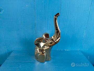 Elefante in ceramica color Oro lucido 