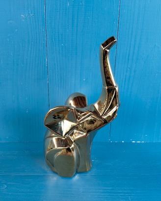 Elefante in ceramica color Oro lucido 