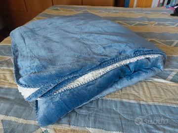 Coperta Blu 220X240cm 100% Flanella/Sherpa