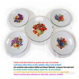 Vassoio e 4 piatti frutta - dessert, anni 30