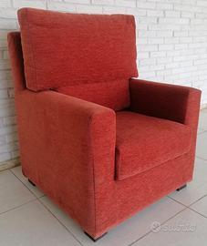Poltrona Relax. Colore Rosso. Made In Italy. Faber