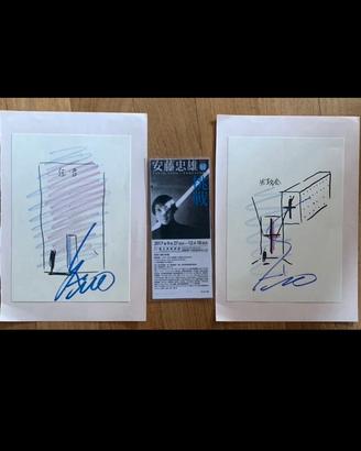 TADAO ANDO 2 Original Sketches Signed Endeavors