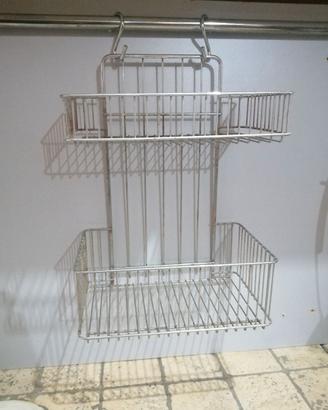 Porta oggetti in acciaio inox per cucina-bagno 