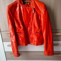 Versace Giacca arancione in vera pelle lucida