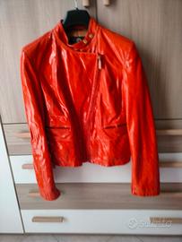 Versace Giacca arancione in vera pelle lucida